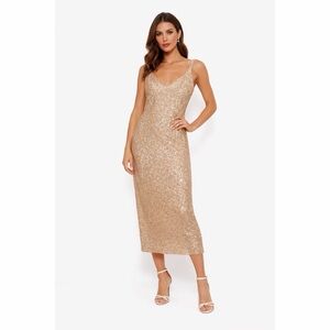 Sorella Vita Champagne Sequined Midi Dress